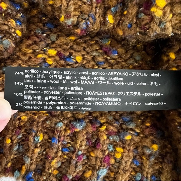 *SOLD* Zara Knit Multicolor Balloon Sleeve Sweater Brown - Picture 13 of 15